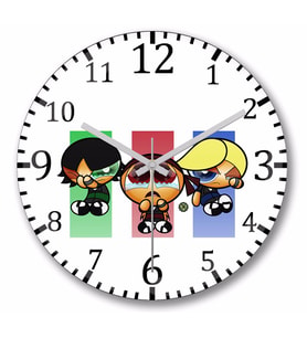 Powerpuff Girls     Duvar   Saati   Bombeli Gercek Cam