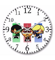 Powerpuff Girls     Duvar   Saati   Bombeli Gercek Cam