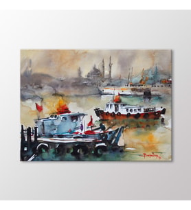 Arty Tablo Suluboya Tekneler ve İstanbul Tablo (Karışık)