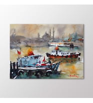 Arty Tablo Suluboya Tekneler ve İstanbul Tablo (Karışık)