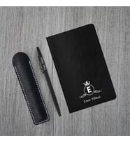 Kişiye Özel UV Baskılı Klasik Model Siyah Defter ve Siyah Tükenmez Kalem