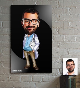 BK Gift Kişiye Özel Bay Başhekim Karikatür Ahşap Tablo - 1