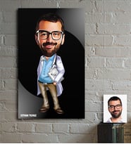 BK Gift Kişiye Özel Bay Başhekim Karikatür Ahşap Tablo - 1