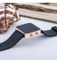 Rose Renk Led Ekran Siyah Silikon Kordonlu Yetişkin Kız Kadın Unisex Kol Saat ST