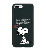 Snoopy Tasarımlı Siyah Lansman Telefon Kılıfı İphone 7 Plus