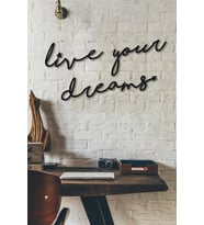 CajuArt Dekoratif Live Your Dreams Ahşap Duvar Tablo Modern Yazı (Siyah)