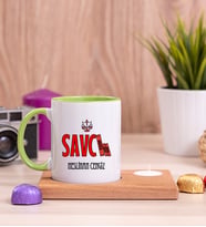 Savcı Ahşap Altlıklı Mumlu Yeşil Kupa Bardak