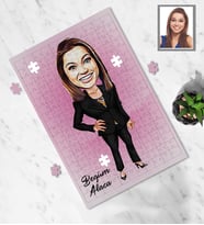 Kişiye Özel Patron Karikatürlü A3 130 Parça Puzzle Bayan-22