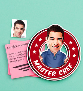 BK Gift Kişiye Özel Bay Chef Karikatürlü Ahşap Magnet-4 (Çok Renkli)