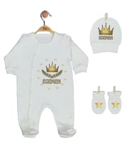 Pia Baby GL 1920-01 İsme Özel Üçlü Tulum Set