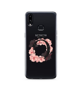 Pembe Çiçekli Harf Tasarım Süper Şeffaf Silikon Telefon Kılıfı Samsung A10s Ö-Ha