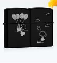 BK Gift Kişiye Özel İkili Sevgililer Günü Temalı Benzinli Siyah Metal Çakmak  9