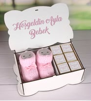 Kişiye Özel Nazarlı Hoşgeldin Bebek Hediye Seti 89285 (Pembe)