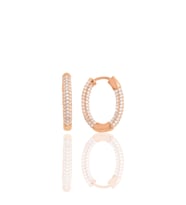 Söğütlü Silver Gümüş rose zirkon taşlı trend oval küpe