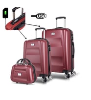 My Valice Smart Bag Exclusive Usb Şarj Girişli 3'lü Valiz Seti (Bordo)
