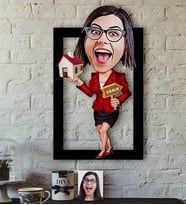 BK Gift Kişiye Özel Bayan Emlakçı Karikatürlü 3D Ahşap Tablo-2