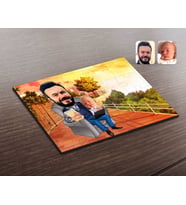 BK Gift Kişiye Özel Baba Oğul Karikatürlü Ahşap Puzzle-1