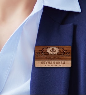 BK Gift Kişiye Özel Ahşap Yaka İsimliği - 13