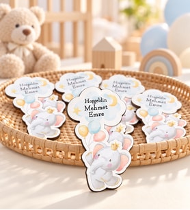 Kişiye Özel Hoşgeldin Bebek Ahşap Magnet Doğum Günü