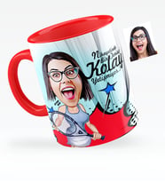 BK Gift Kişiye Özel Bayan Tenis Oyuncusu Karikatürlü Kırmızı Kupa Bardak  1