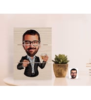 BK Gift Kişiye Özel Erkek Karikatürlü Otantik Masaüstü Ahşap Palet Çerçeve-50 (Beyaz)