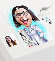 BK Gift Kişiye Özel Kadın Göz Doktoru Karikatür 240 Parça A3 Puzzle  1