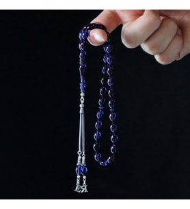 Tesbih Otağı Kişiye Özel Harfli Ateş Kehribar Tesbih Gümüş Püskül