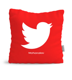BK Gift Kişiye Özel Twitter Kırmızı Yastık