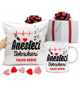 Anestezi Teknikeri Kupa Bardağı ve Yastığı Hediye Seti (Model 1)