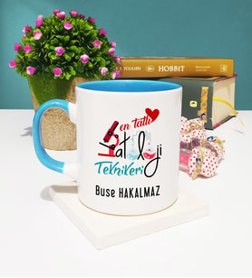 Mesajlı Patoloji Teknikeri Tasarımlı Kişiye Özel Patoloji Teknikeri Kupa Bardak Mavi