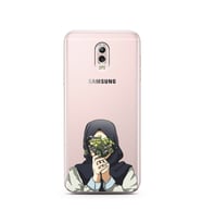 Kapalı Çiçekli Kız Tasarımlı Süper Şeffaf Silikon Telefon Kılıfı Samsung C8 