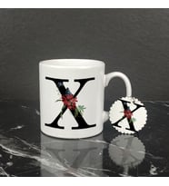 X Harfi Kupa Bardak ve Anahtarlık Set