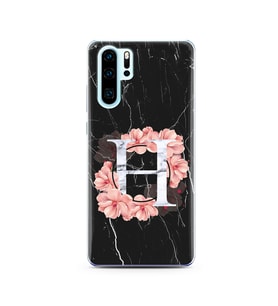 Mermer Çiçekli Harf Tasarım Süper Şeffaf Silikon Telefon Kılıfı Huawei P30 Pro H