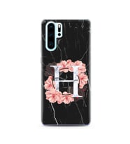 Mermer Çiçekli Harf Tasarım Süper Şeffaf Silikon Telefon Kılıfı Huawei P30 Pro H