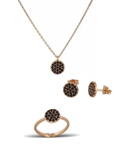 Yuvarlak Gümüş Set İnlove Gümüş Kolye Set Takı (Rose)