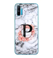 Mermer Çiçekli Harf Tasarım Süper Şeffaf Silikon Telefon Kılıfı Oppo Realmi C3 P