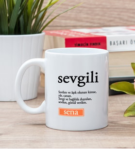 Sevgili Kelime Anlamı Beyaz Kupa Bardak