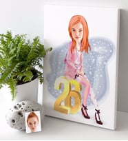 BK Gift Kişiye Özel Bayan Doğum Günü Karikatürlü Kanvas Tablo (30x50cm.) 10