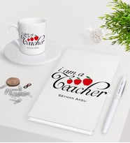BK Gift Kişiye Özel Sınıf Öğretmeni Beyaz Defter Kalem Türk Kahvesi Fincanı Seti-6 (Model 1)