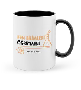 BK Gift Kişiye Özel Fen Bilimleri Öğretmeni Siyah Kupa Bardak  4