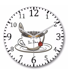 Tea Time Duvar Saati Bombeli Gercek Cam