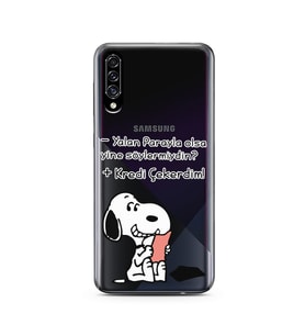 Snoopy Tasarımlı Süper Şeffaf Silikon Telefon Kılıfı Samsung A30s