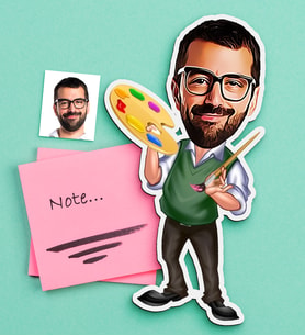 BK Gift Kişiye Özel Bay Ressam Karikatürlü Ahşap Magnet (Çok Renkli)