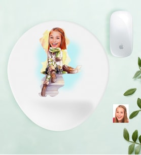 BK Gift Kişiye Özel Bayan Karikatürlü Bilek Destekli Mouse Pad-17 (Beyaz)