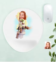 BK Gift Kişiye Özel Bayan Karikatürlü Bilek Destekli Mouse Pad-17 (Beyaz)