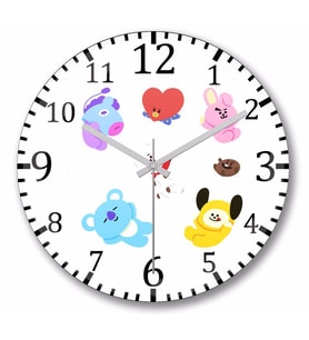 Bts Bt21   Duvar    Saati Bombeli Gercek Cam