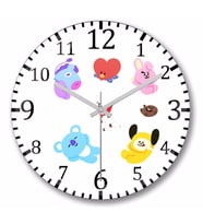 Bts Bt21   Duvar    Saati Bombeli Gercek Cam