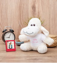 Kadına Hediye İsim Yazılı Peluş Koyun ve Mini Fotoğraf Çerçevesi