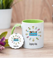 Okul Öncesi Öğretmeni Yeşil Kupa Bardak Ve Anahtarlık Set