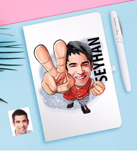 BK Gift Kişiye Özel Bay Karikatürlü Beyaz Defter ve Kalem Hediye Seti-33